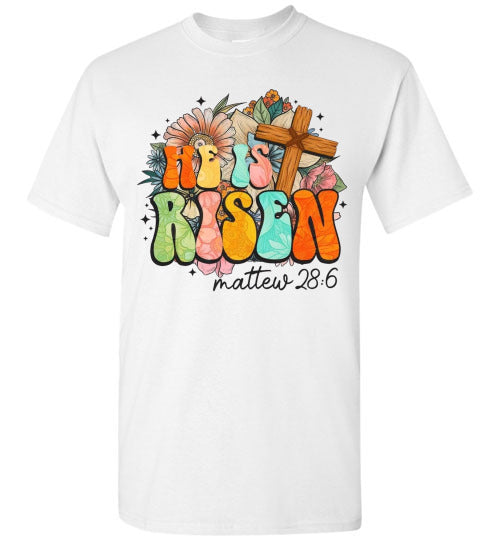 He Is Risen Christian Cross Faith Tee Shirt Top Shirt