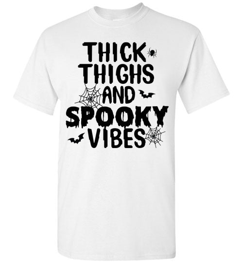 Thick Thighs and Spooky Vibes Halloween Graphic Tee Shirt Top