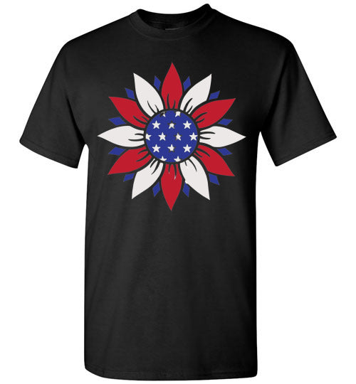 Floral USA Patriotic Tee Shirt Top T-Shirt 32276