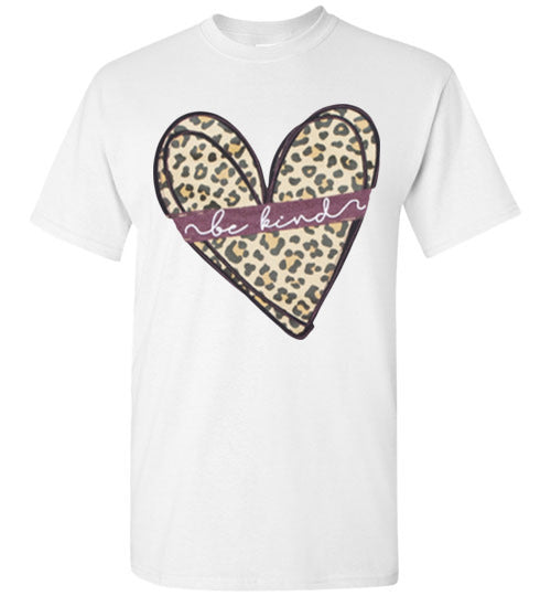 Be Kind Leopard Heart Tee Shirt Top T-Shirt