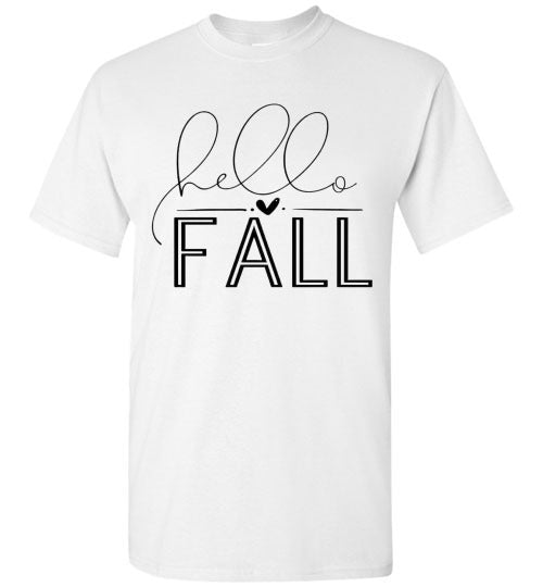 Hello Fall Autumn Graphic Tee Shirt Top