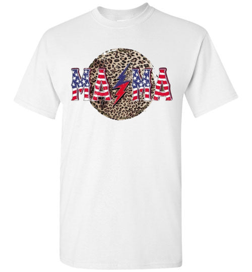 Mama Leopard Patriotic Tee Shirt Graphic Top 32801