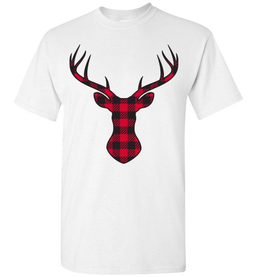 Christmas Plaid Buffalo Check Lumberjack Reindeer Tee Shirt Top T-Shirt