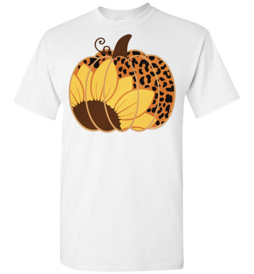 Sunflower Leopard Print Pumpkin Tee Graphic Top Shirt T-Shirt