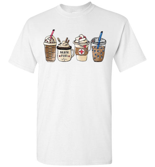 Nurse Fuel Starbucks Latte Cappuccino Coffee Fall Graphic Tee Shirt Top