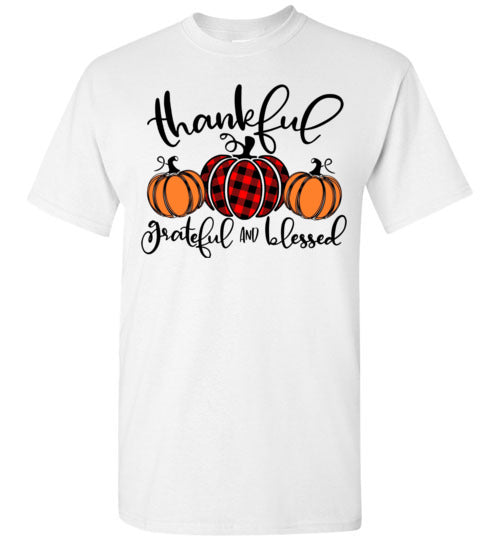 Thankful Grateful Blessed Pumpkins Shirt Top Graphic T-Shirt