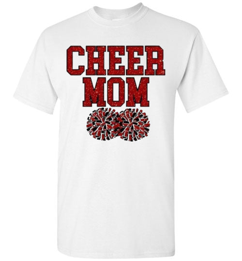 Cheer Mom Sports Football Baseball Basketball Soccer Ball Grpahic Tee Shirt Top