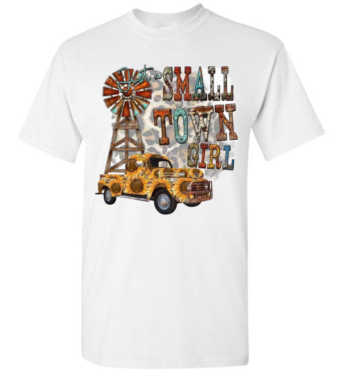 Small Town Girl With Leopard Print Background Graphic Tee Shirt Top