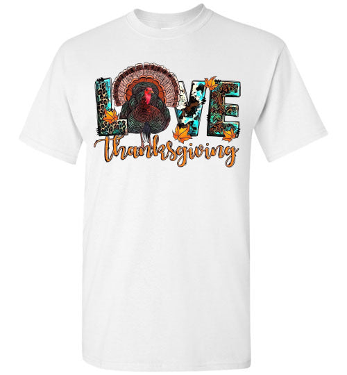 Love Thanksgiving Fall Turkey Floral Tee Shirt Top T-Shirt