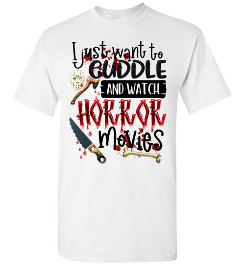 Cuddle and Watch Horror Movies Graphic Tee Shirt Top