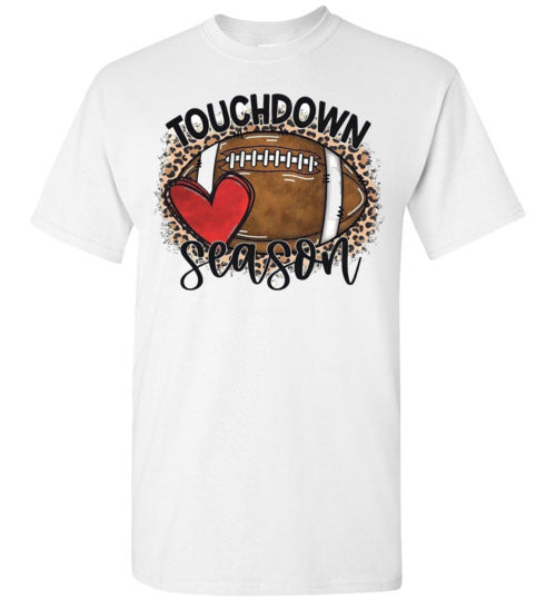 TouchDown Season Fottball Heart Leopard Print Graphic Top Shirt