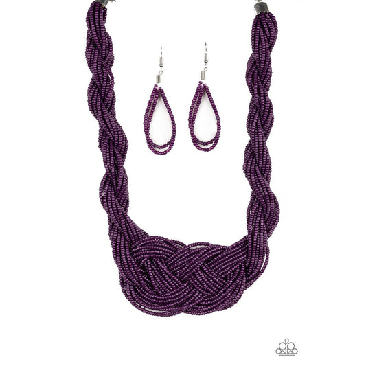 A Standing Ovation Purple Necklace Earring Set Paparazzi Jewelry 1344