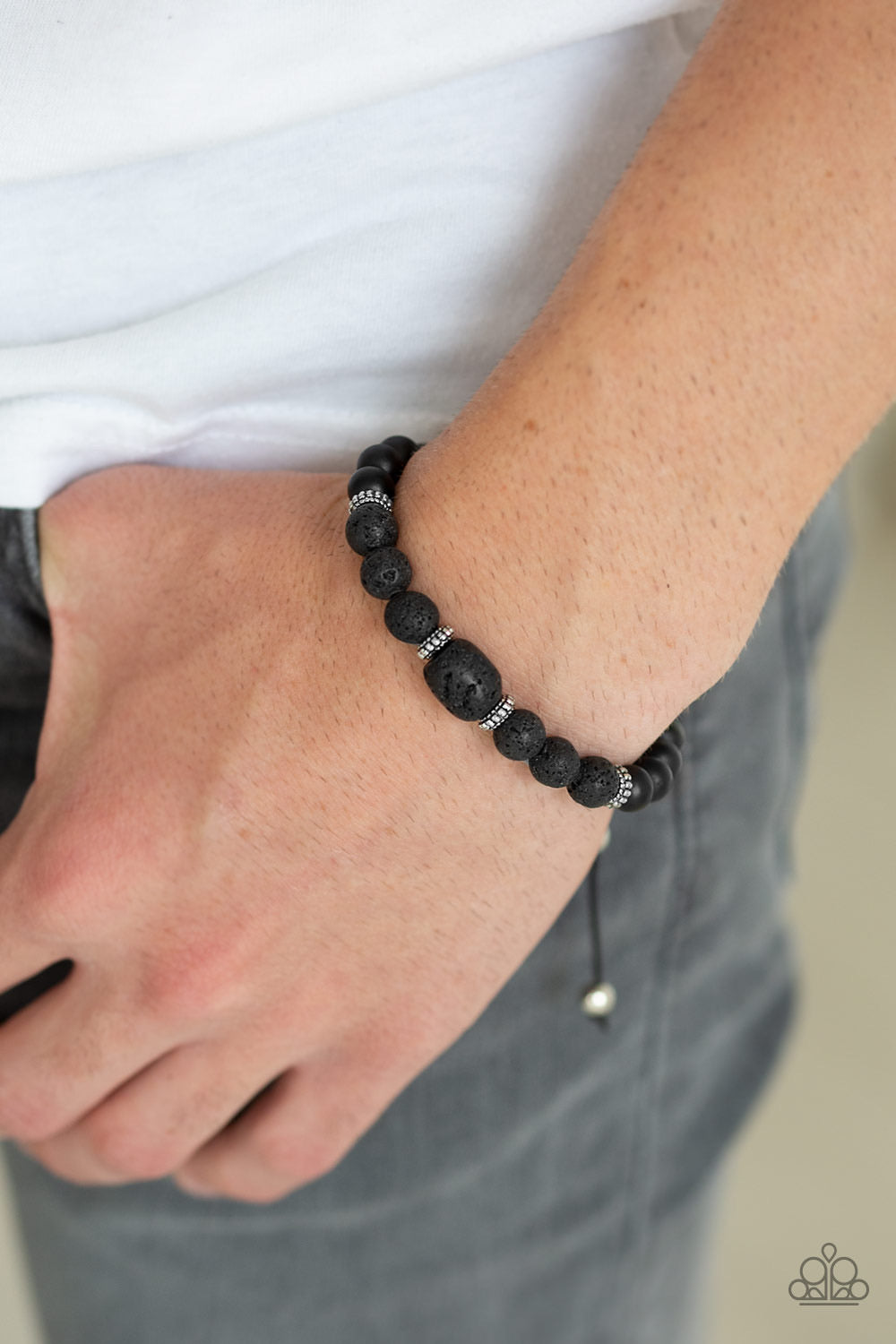 Discovery - Black Lava Bead Adjustable Bracelet 856