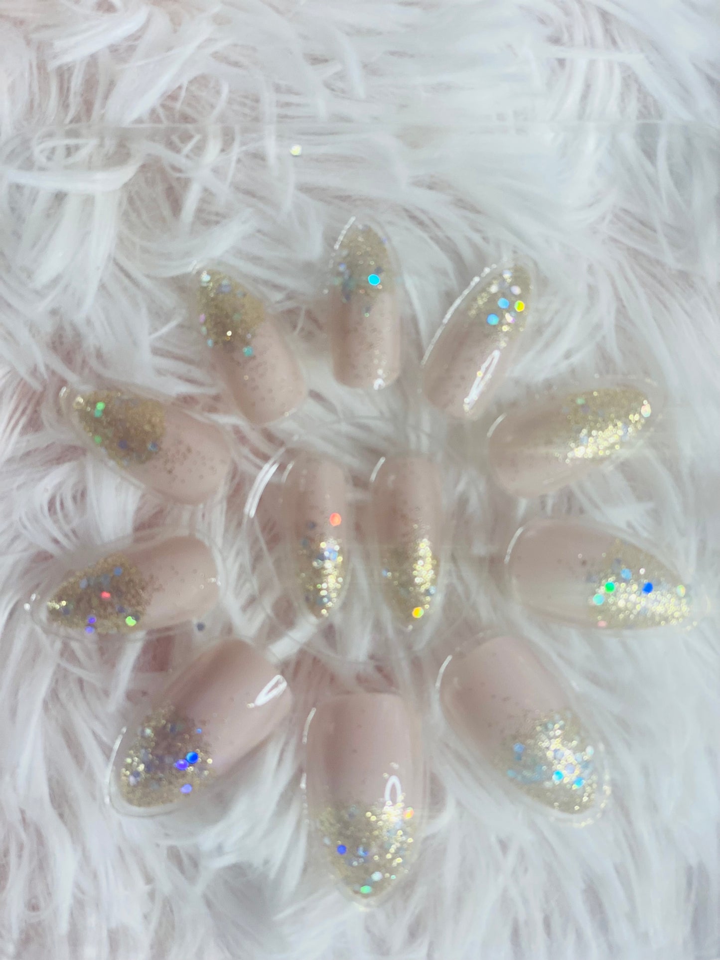 Nude With Glitter 24 Piece Press On Nail Set 25591