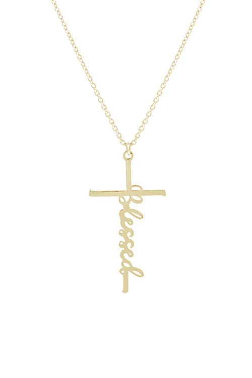 BLESSED CROSS PENDANT NECKLACE Silver or Gold
