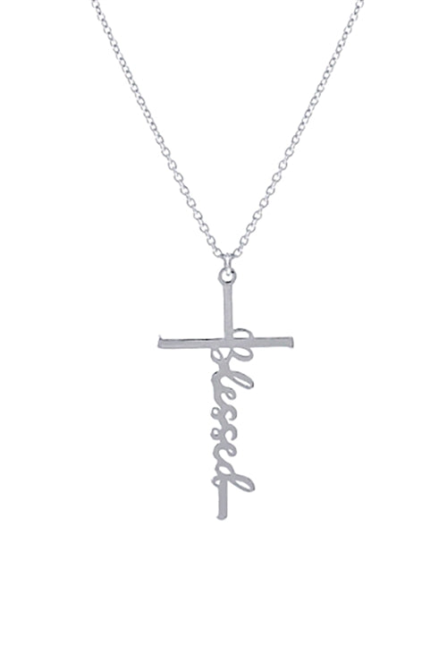 BLESSED CROSS PENDANT NECKLACE Silver or Gold