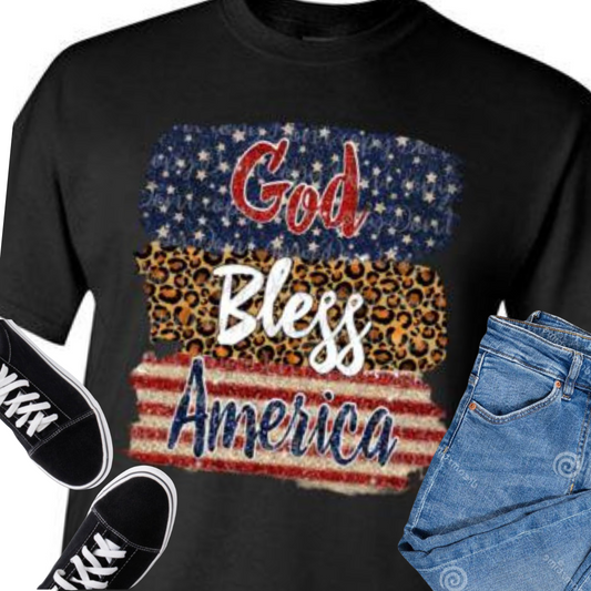 God Bless America Americana USA Tee Shirt Top