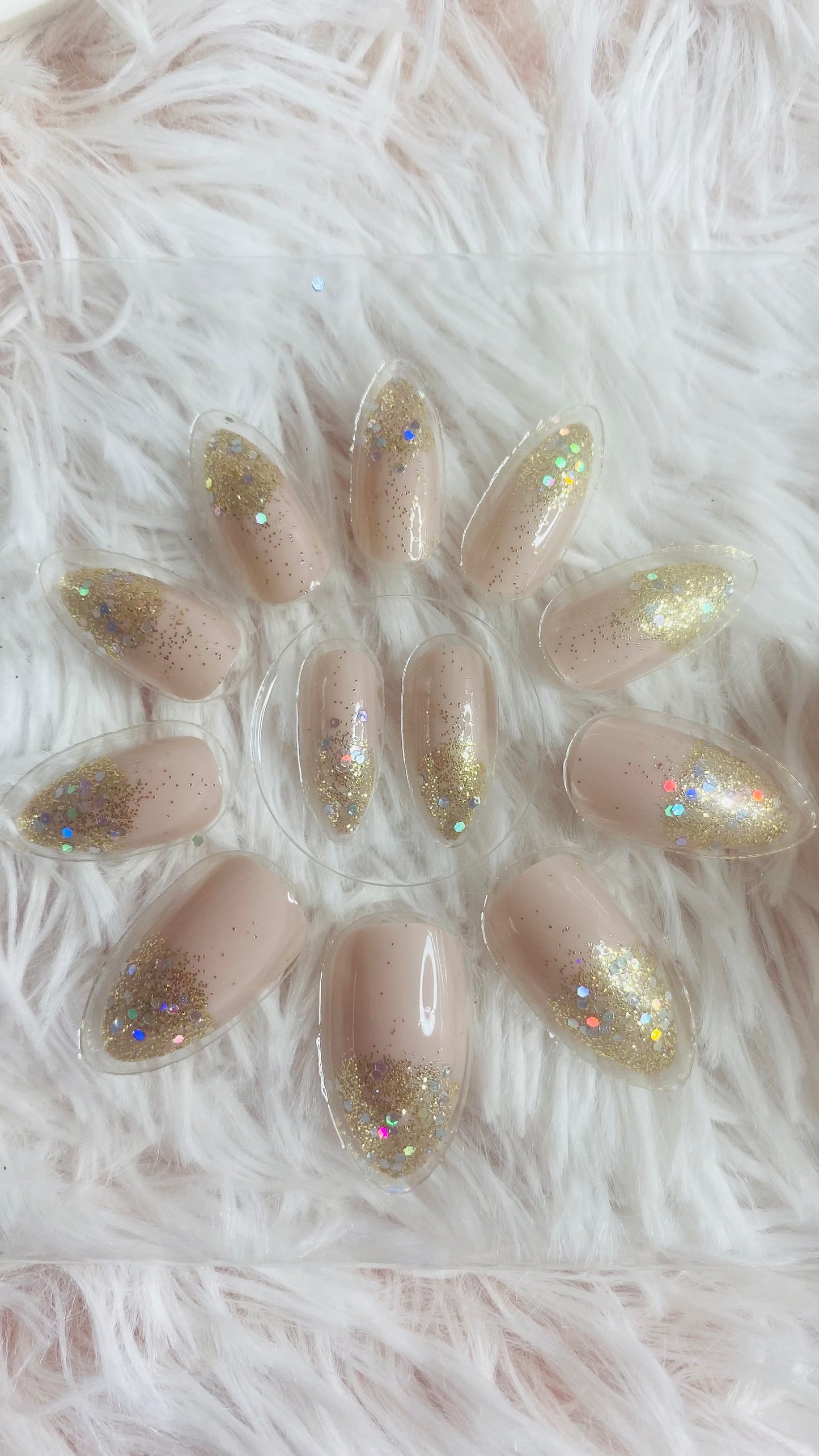Nude With Glitter 24 Piece Press On Nail Set 25591