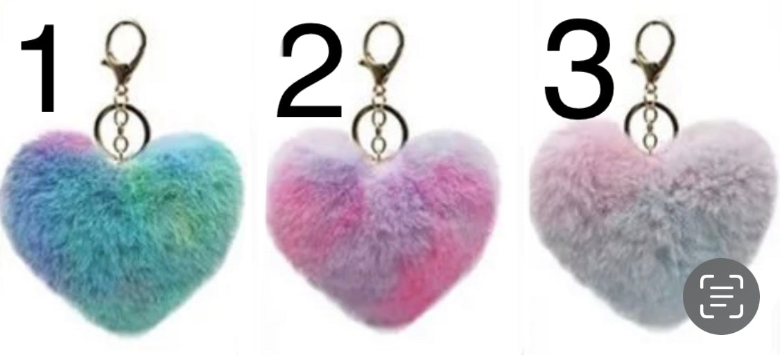 Tie Dye Furry Heart Keychain 27339