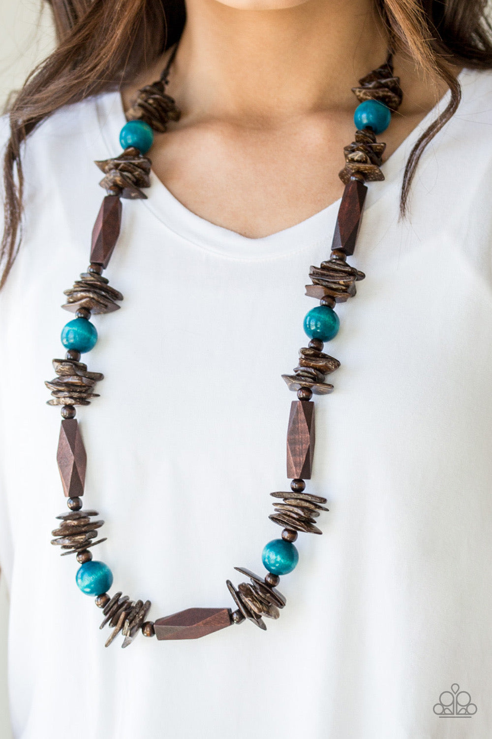Cozumel Coast - Blue Wood Necklace 2206
