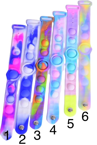 Push Pop Fidget Silicone Bracelet Bubble Tie Dye Colors 27795