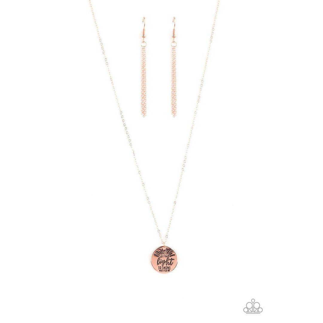 Let Your Light So Shine a Copper Necklace Earrings