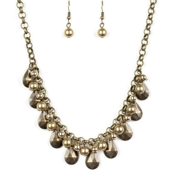 Stage Stunner – Brass Necklace Earring Set