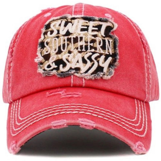 1457 Pink Sweet Southern & Sassy Distressed Hat Cap