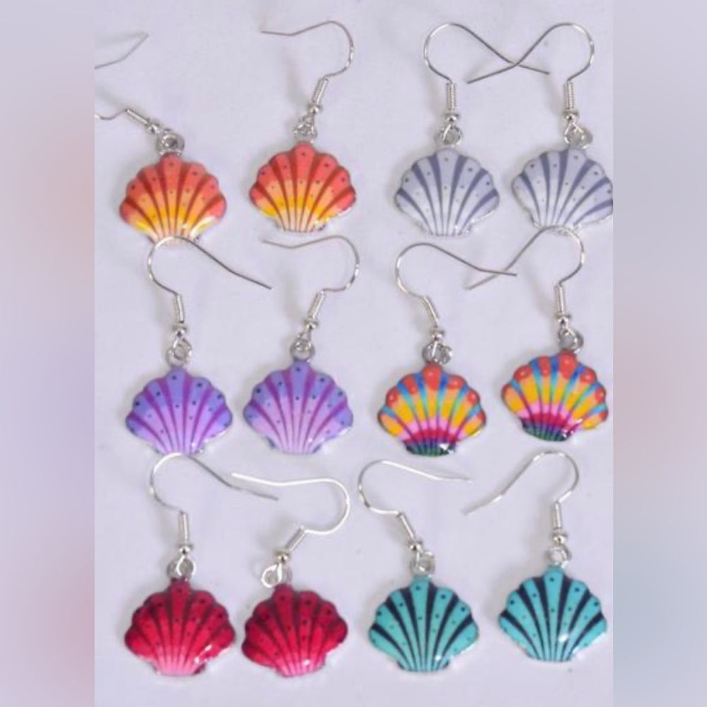 Enamel Seashell Beach Nautical Sea Shell Earrings