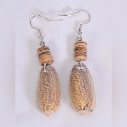 Real Coconut Seashell Beach Nautical Earrings