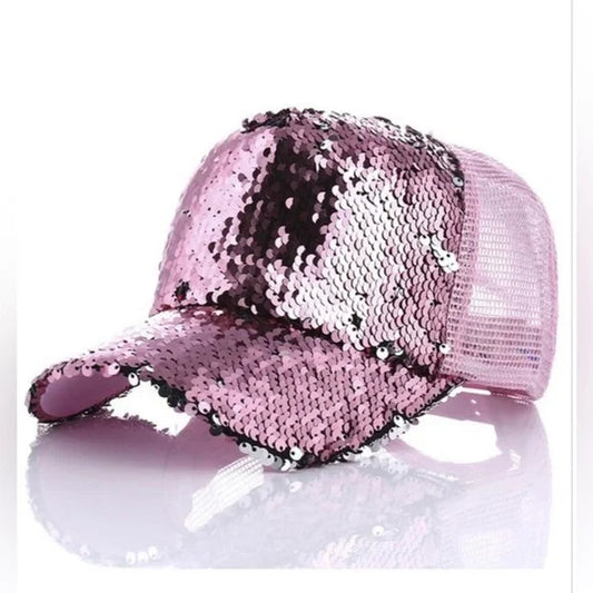 Pink Sequin Bling Sparkle Hat Cap