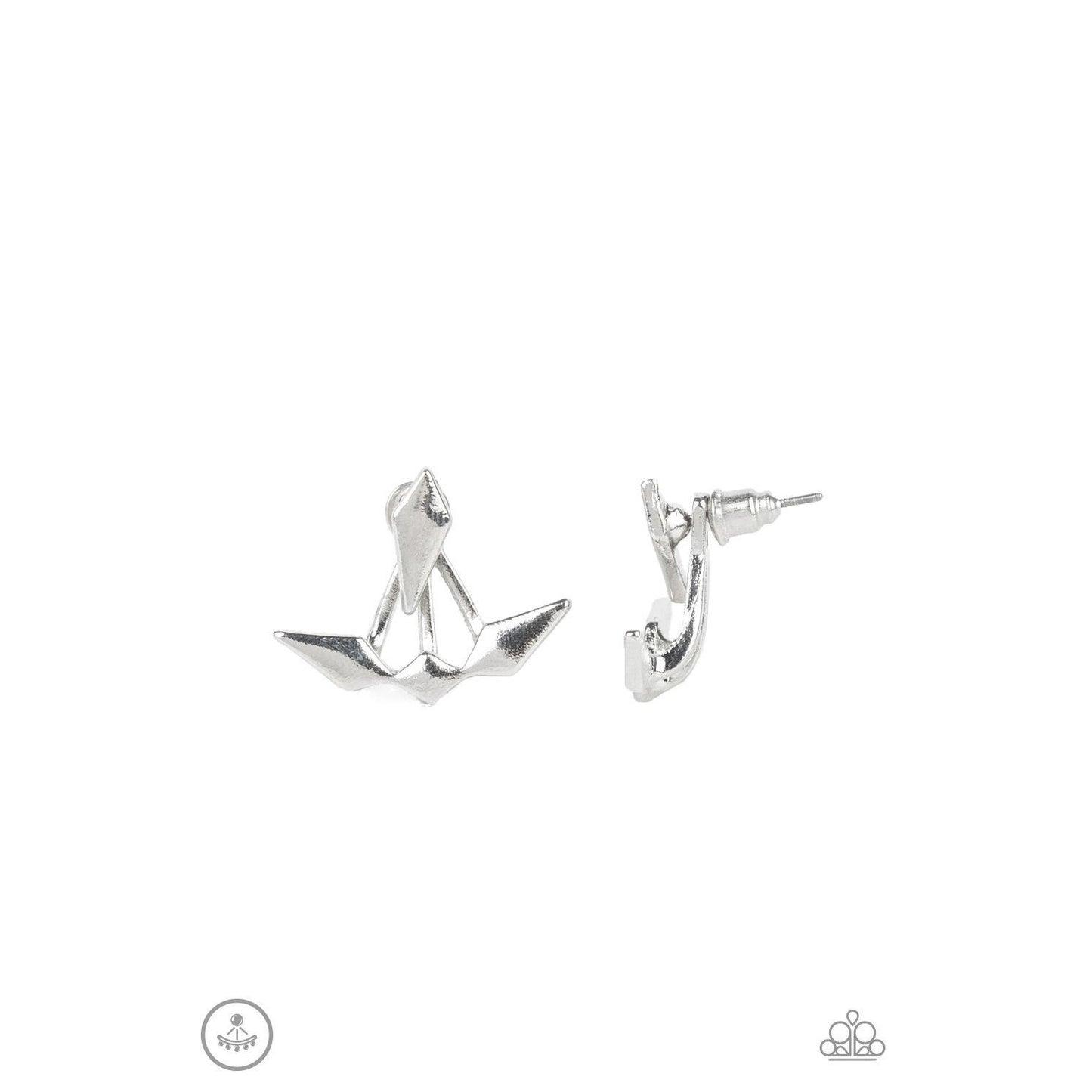 Metal Origami - Silver Jacket Earring 2146