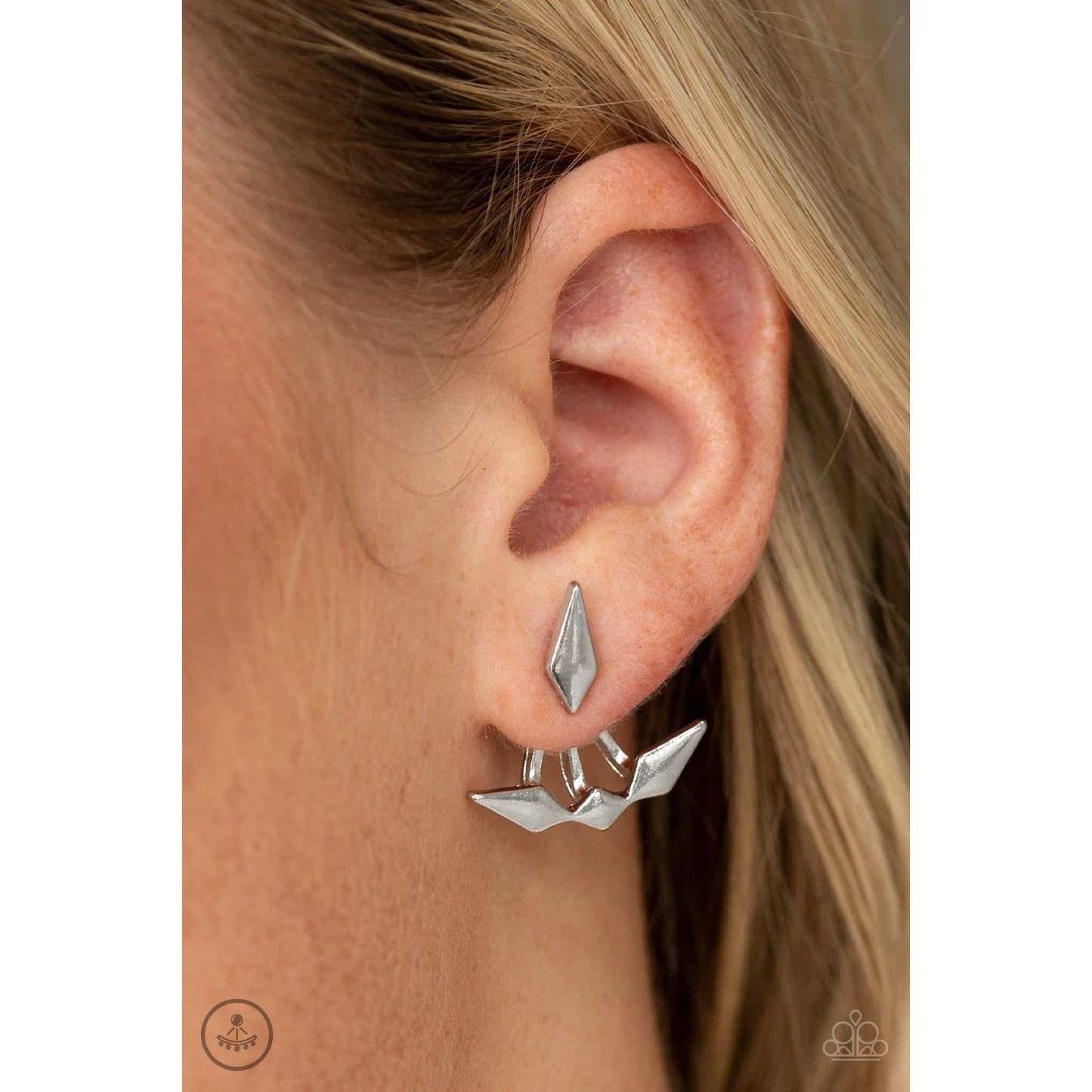 Metal Origami - Silver Jacket Earring 2146