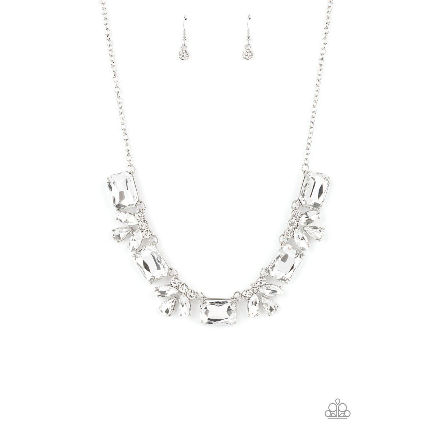 Long Live Sparkle - White Necklace Earring Set Spring Collection