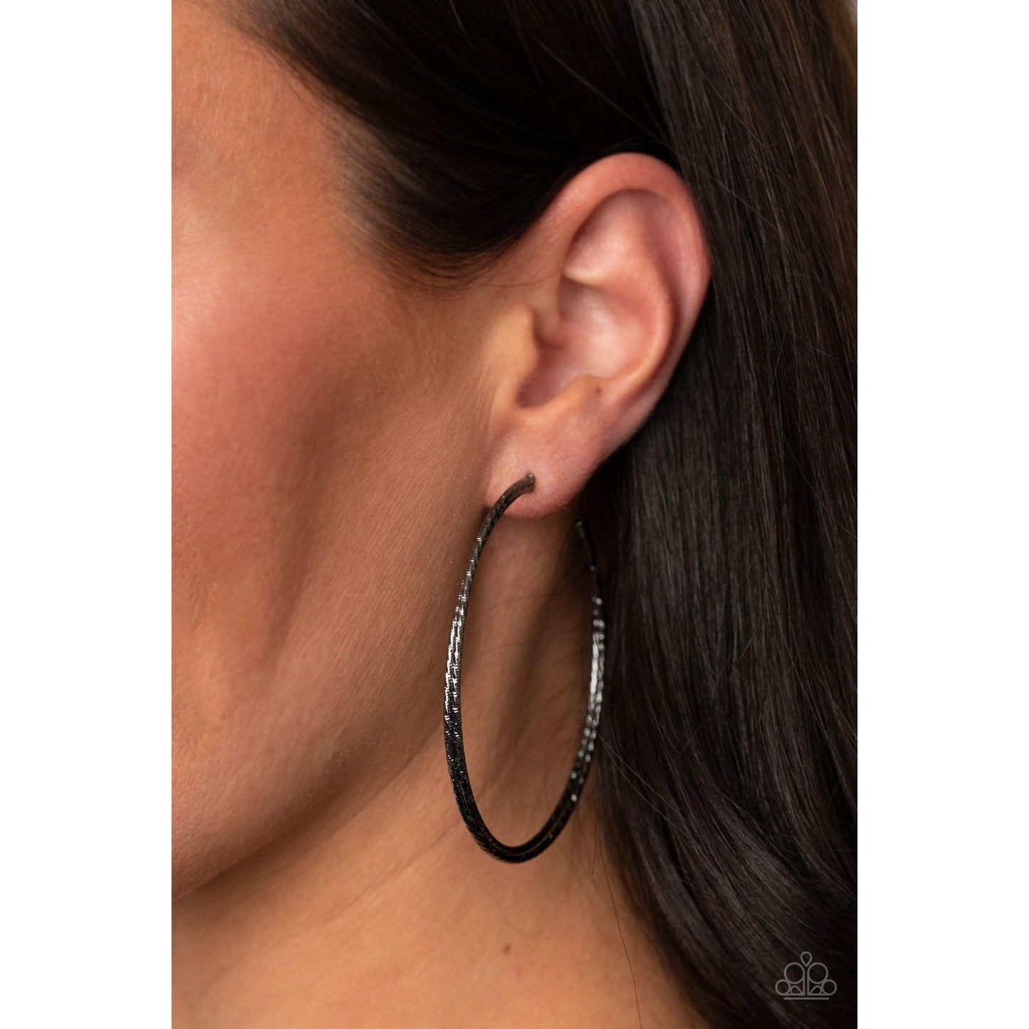 Curved Couture – Black Hoop Earrings